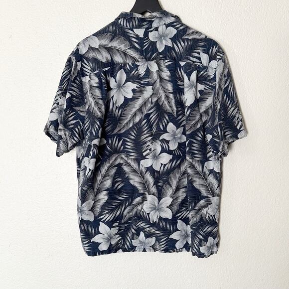 Caribbean Pure Silk Short Sleeve Hawaiian Floral Shirt‎ Blue Size Large - Picture 5 of 6